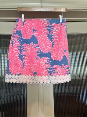 Lilly Pulitzer Hot Pink Pineapple Print Mini Skirt on Blue